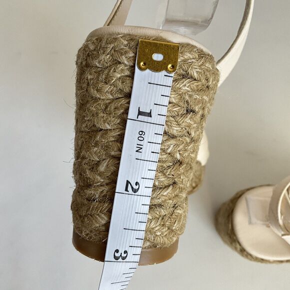 Stuart Weitzman Sandals 7M Ivory Playa Knot 60 Napa Leather Espadrille Wedge - Picture 9 of 12